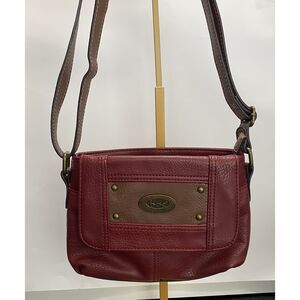 Boc Born Red and Brown Faux Leather Adjustable Shoulder Crossbody Bag